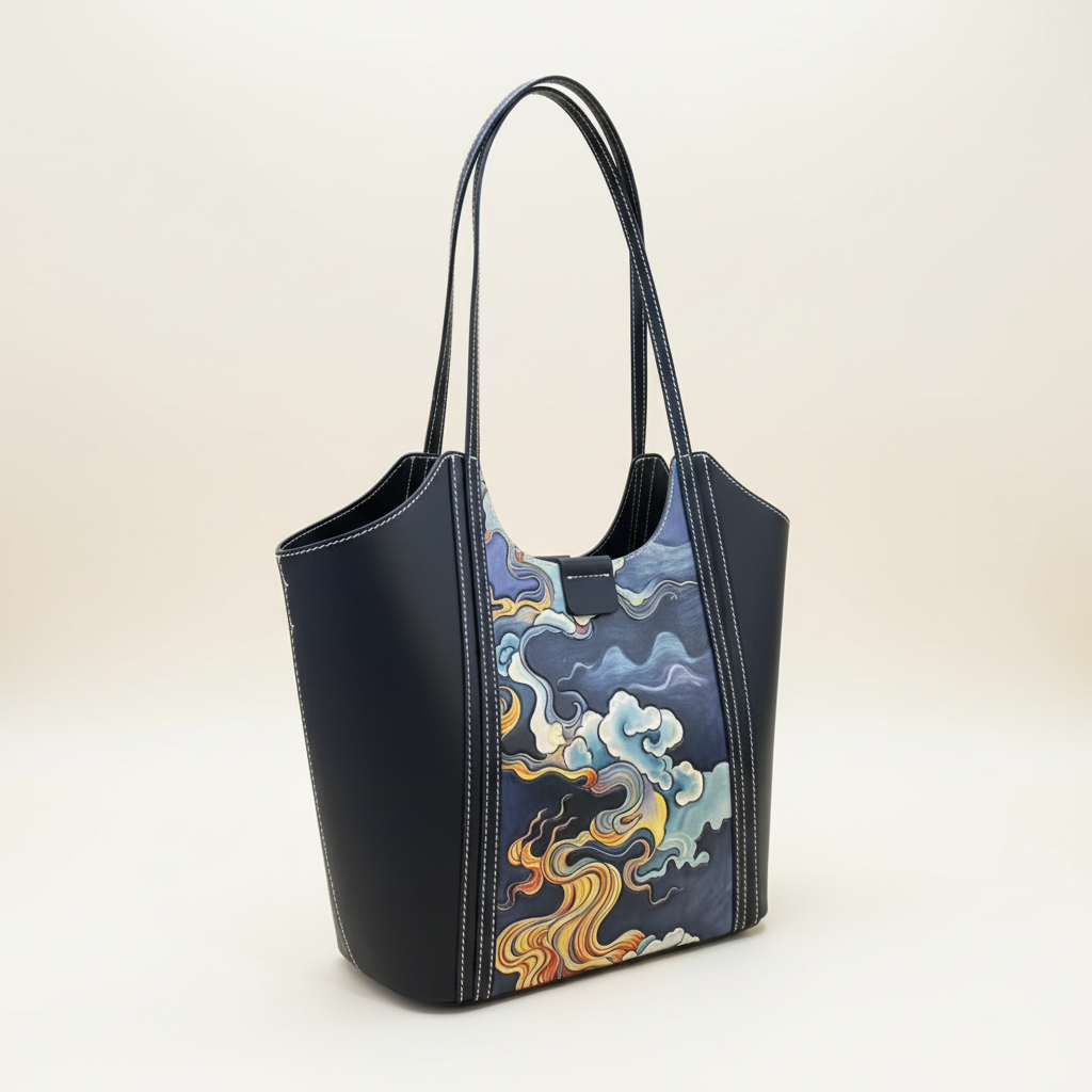 Steppe Impressions Carved Leather Tote