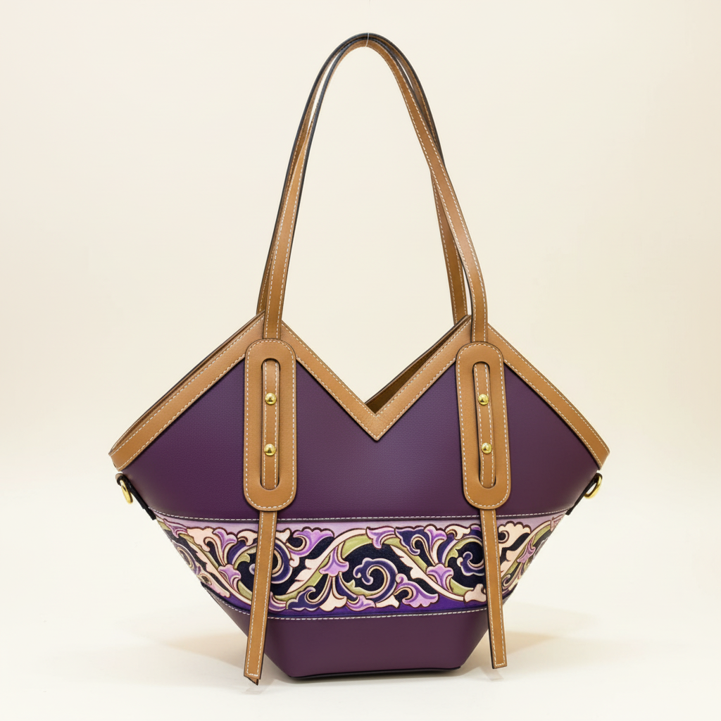 Heart-Edge Leather Carving Tote