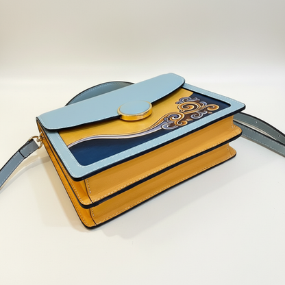 "Lucky Clouds" Pattern Leather Accordion Bag